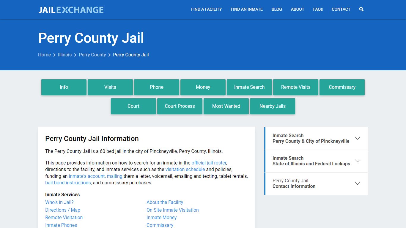 Perry County Jail, IL Inmate Search, Information